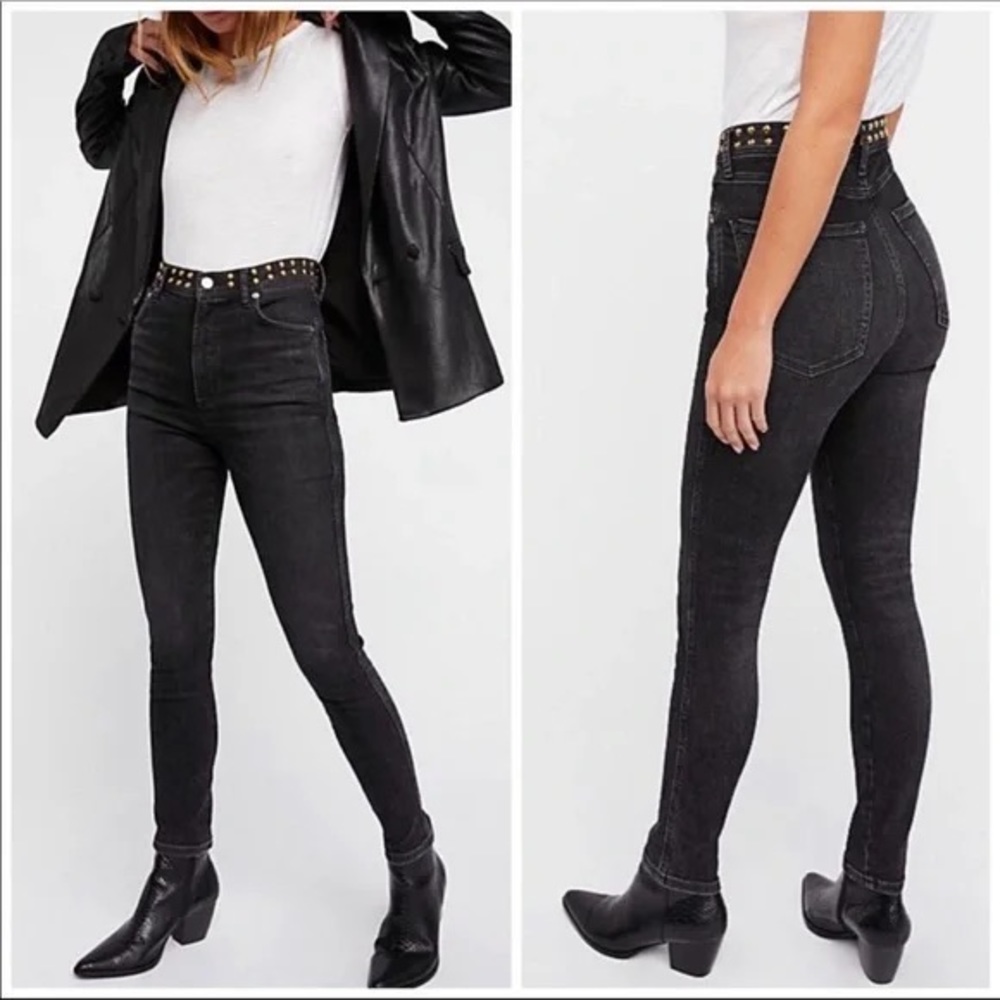 Agolde Black Roxanne Studded Skinny Jeans size 24